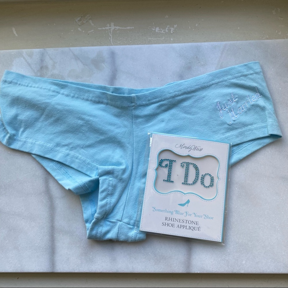 NWOT Something Blue Just Married Wedding Boy Shorts Panties